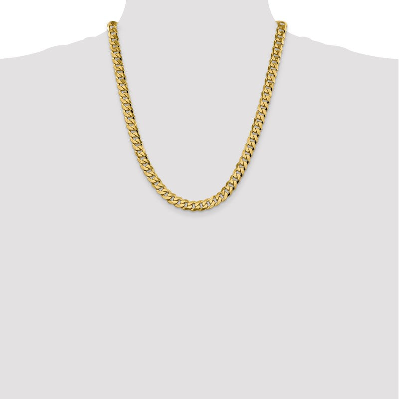 14K 26 inch 8.5mm Flat Beveled Curb with Lobster Clasp Chain FBU220