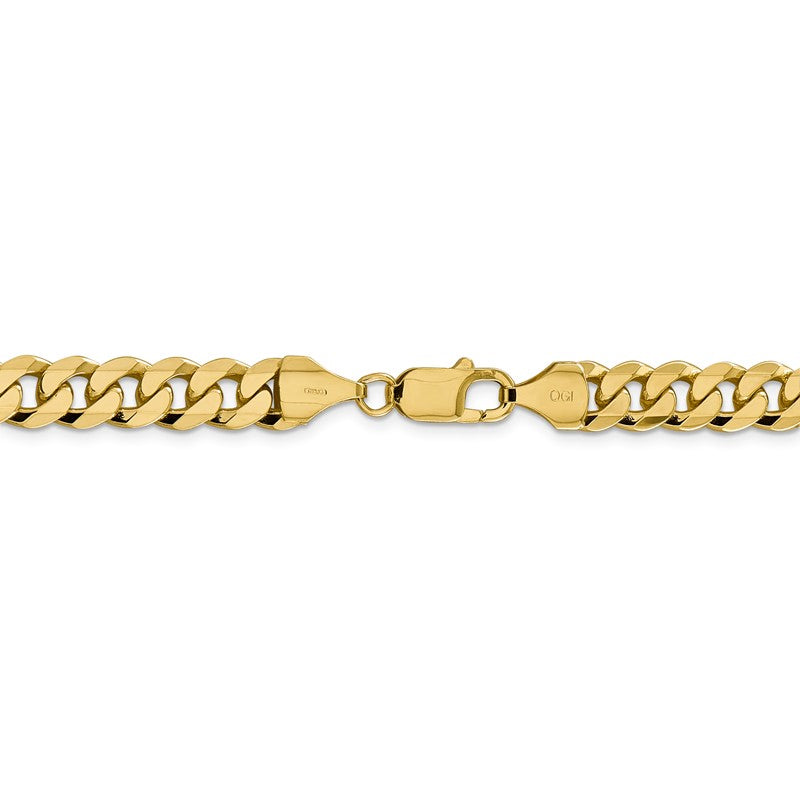 14K 26 inch 8.5mm Flat Beveled Curb with Lobster Clasp Chain FBU220