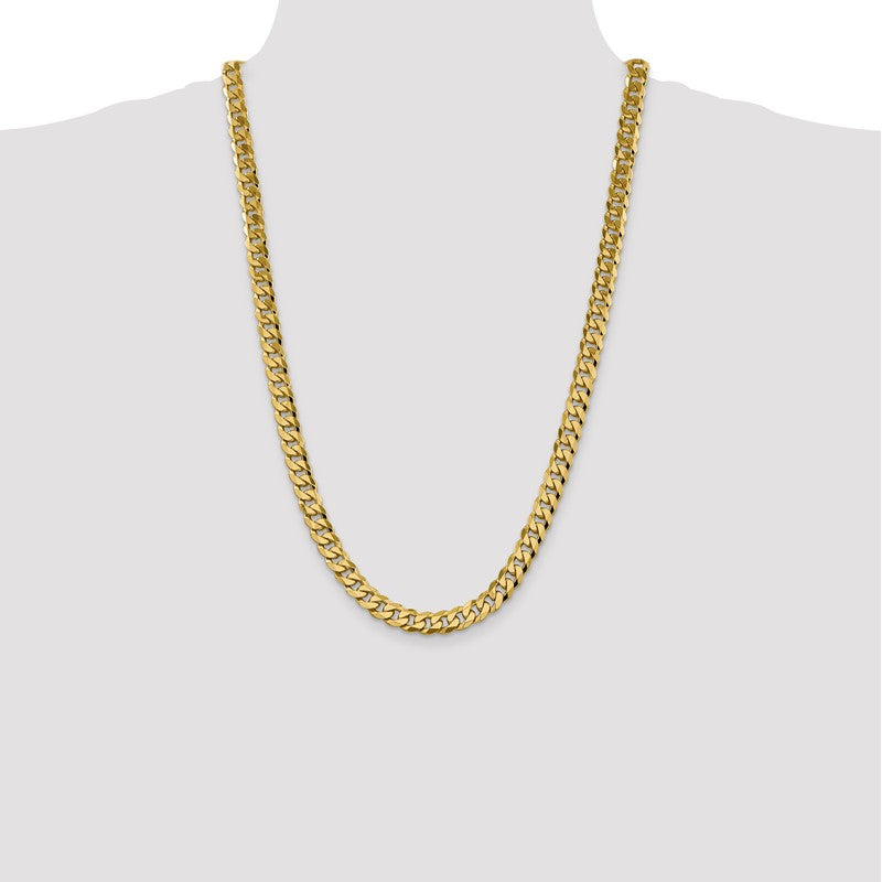 14K 26 inch 8.5mm Flat Beveled Curb with Lobster Clasp Chain FBU220