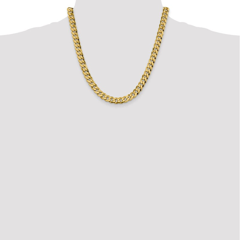 14K 26 inch 8.5mm Flat Beveled Curb with Lobster Clasp Chain FBU220