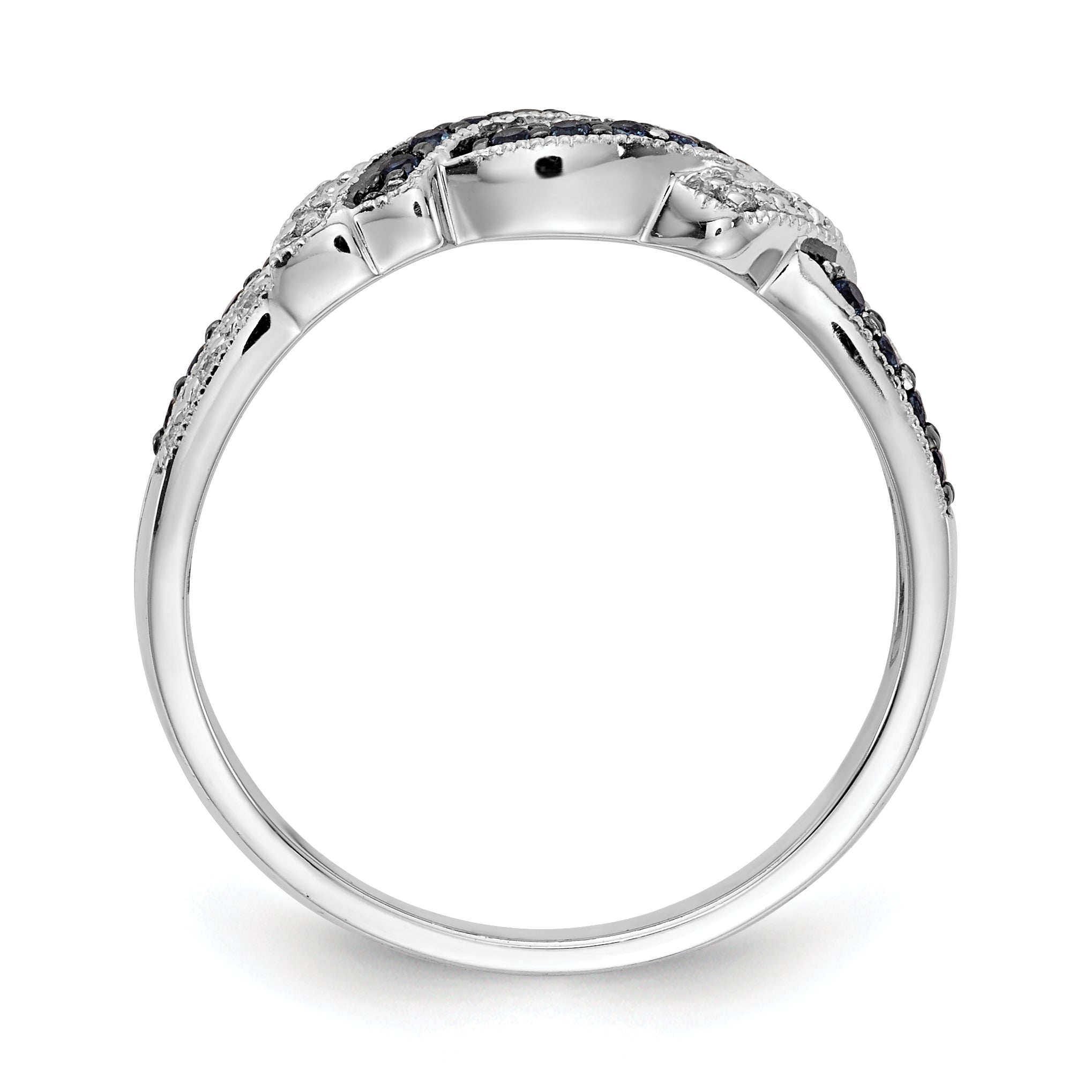 14k White Gold with Black Rhodium 1/4 carat White and Blue Diamond Swirl Ring RM5680