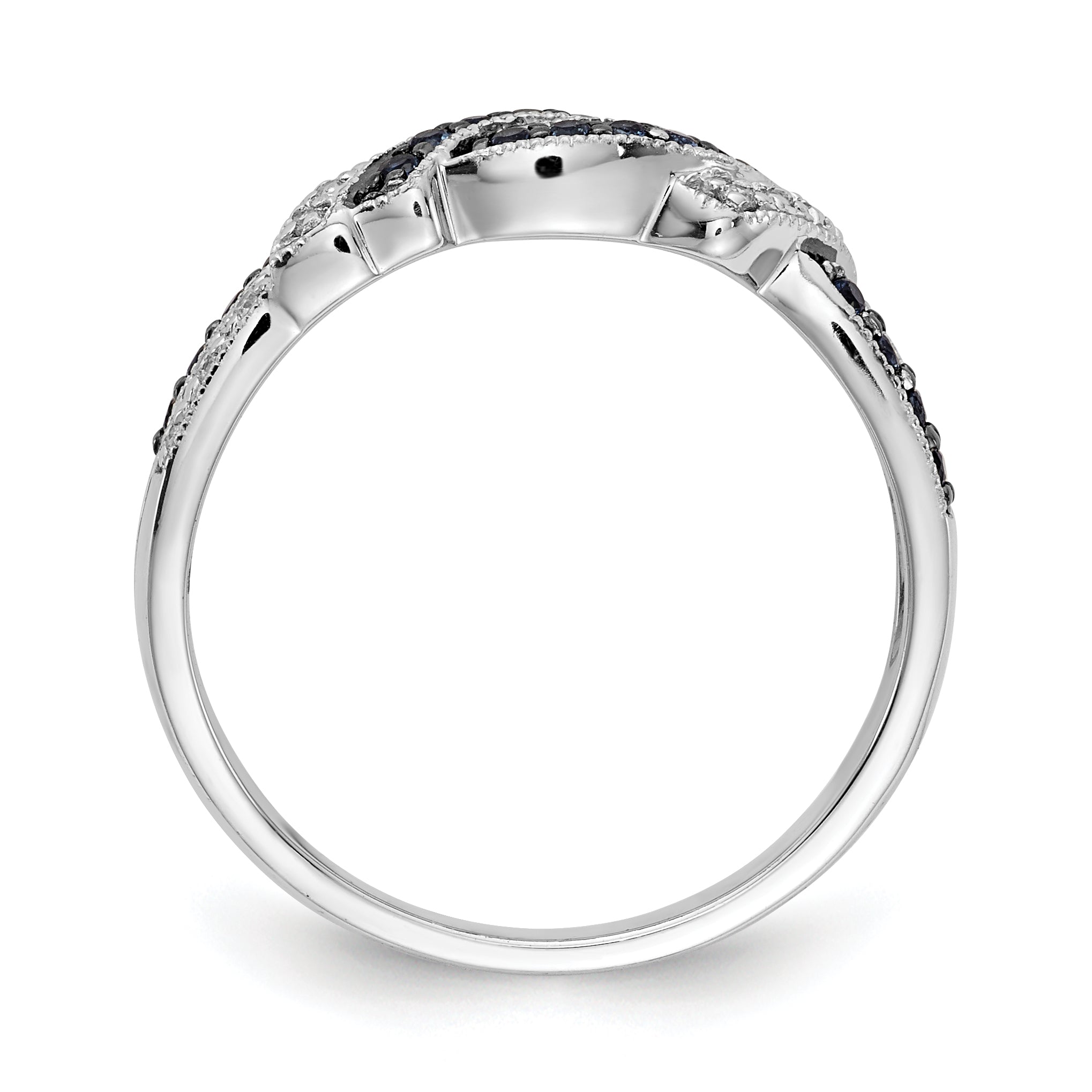 14k White Gold with Black Rhodium 1/4 carat White and Blue Diamond Swirl Ring RM5680