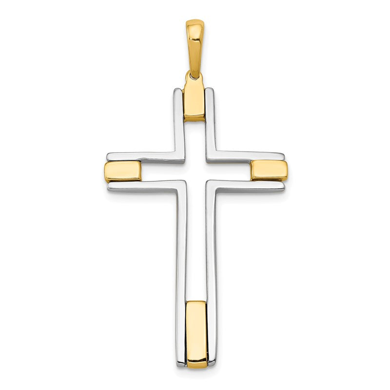 14k Two-tone Fancy Cross Pendant K1200