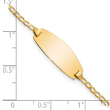 14k Polished Solid Chain/Solid Plate Curb Link Oval 18.5x8.5mm Plate 5.5 inch Baby/Child ID Bracelet LID85