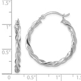 14K White Gold Polished Twisted Hoop Earrings TF1607W