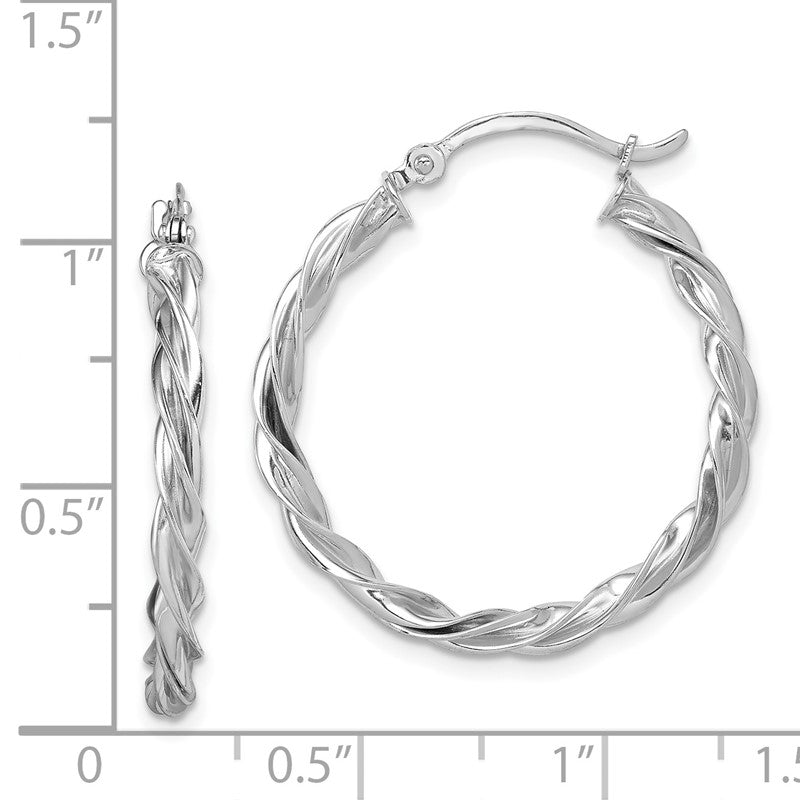 14K White Gold Polished Twisted Hoop Earrings TF1607W
