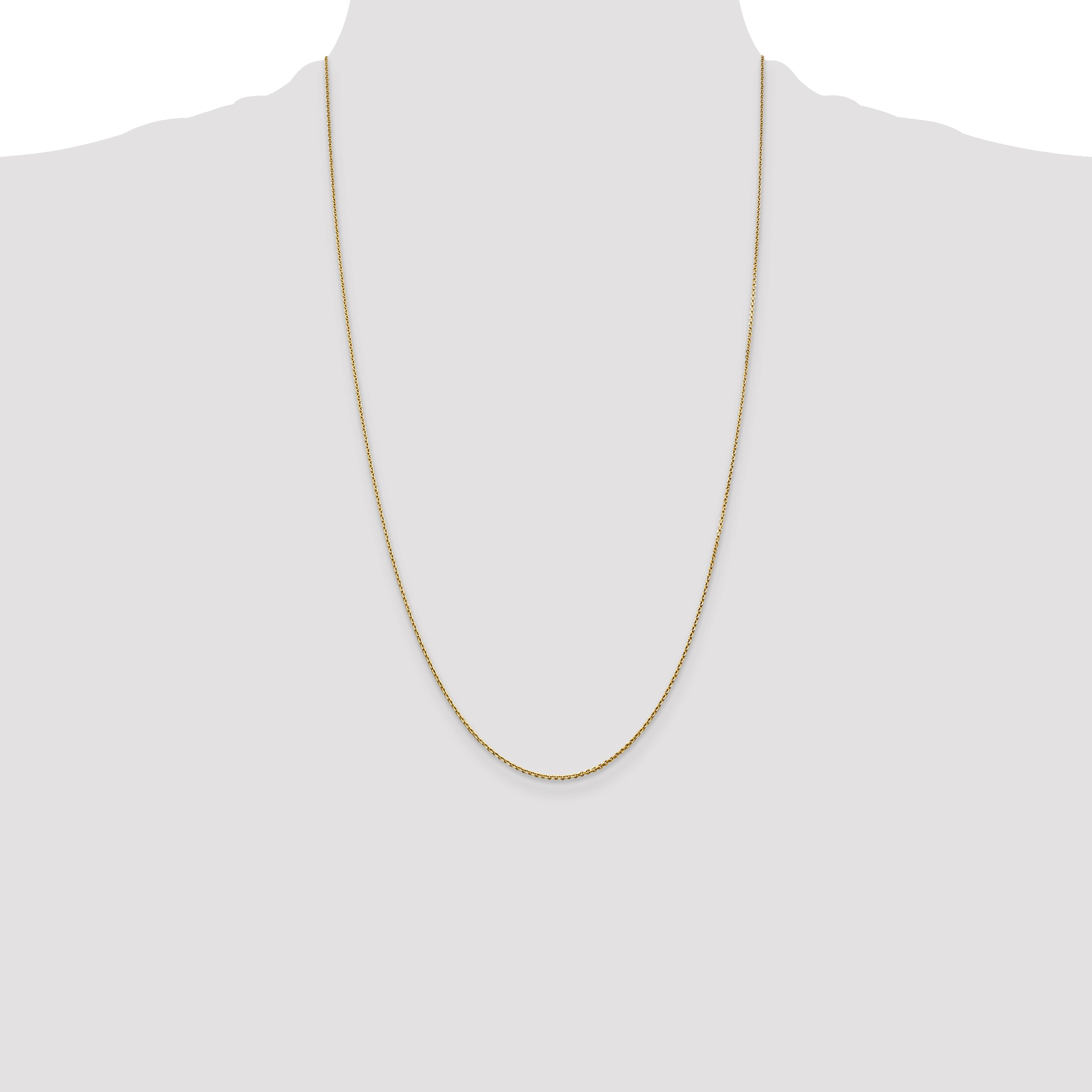 14K 26 inch .9mm Diamond-cut Round Open Link Cable with Lobster Clasp Chain PEN326