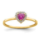 14K Pink and Clear CZ Halo Heart Ring K6417