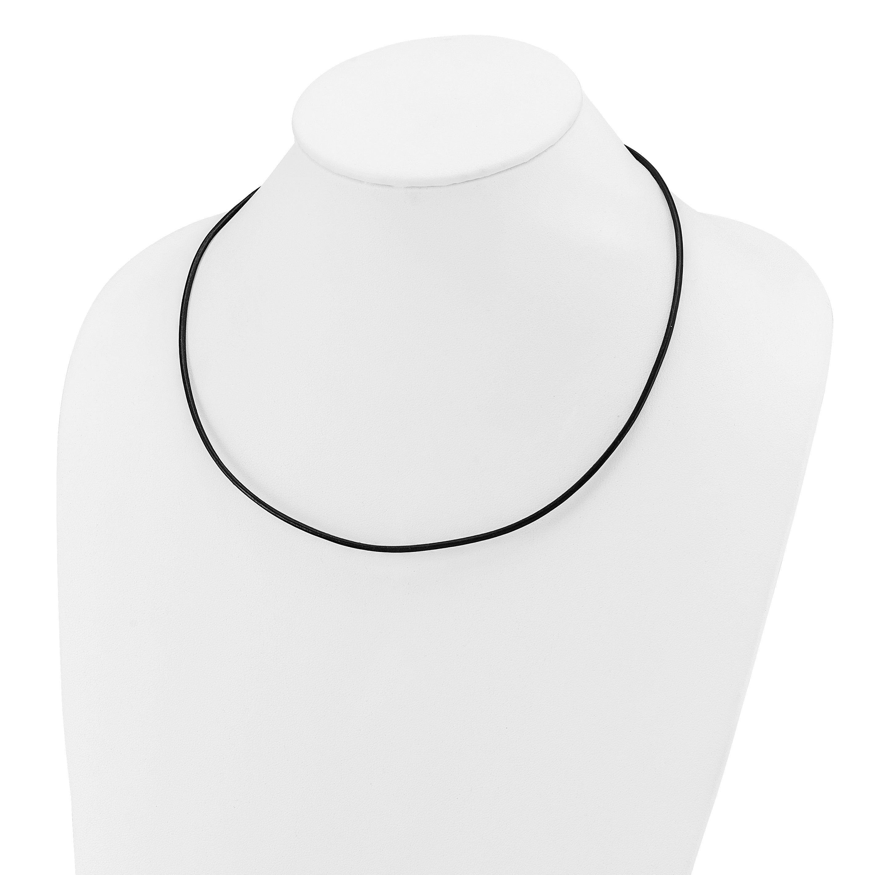 14k White Gold Clasp 2mm 16 inch Black Leather Cord Necklace XG261