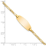 14k Polished Solid Chain/Solid Plate Figaro Link Oval 18.5x7.5mm Plate 5.5 inch Baby/Child ID Bracelet LID84