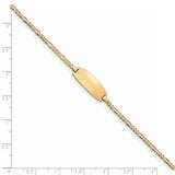 14k Polished Solid Chain/Solid Plate Figaro Link Oval 18.5x7.5mm Plate 5.5 inch Baby/Child ID Bracelet LID84