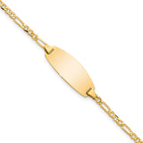 14k Polished Solid Chain/Solid Plate Figaro Link Oval 18.5x7.5mm Plate 5.5 inch Baby/Child ID Bracelet LID84