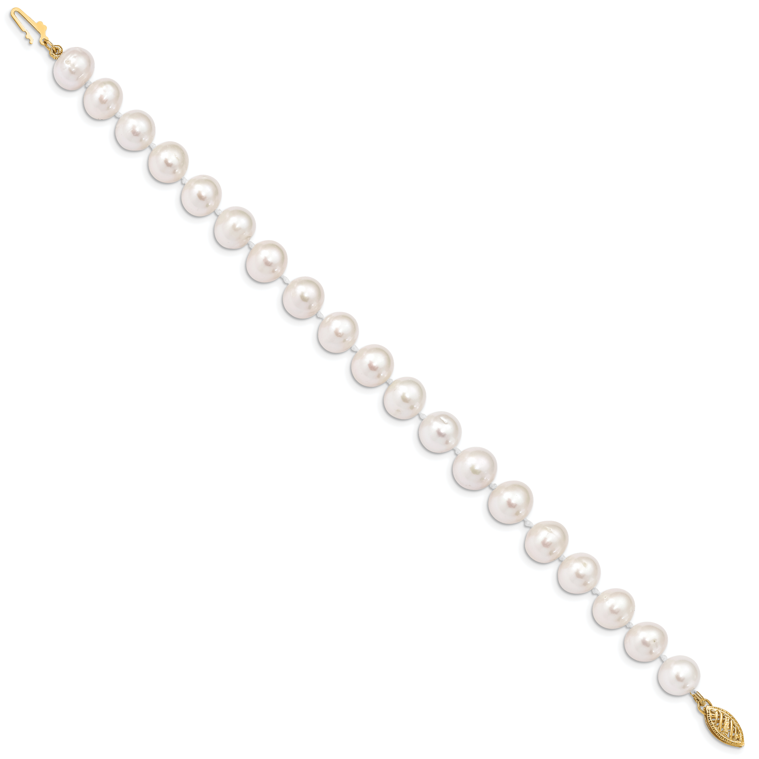 14k 9-10mm White Near-Round Freshwater Cultured Pearl 16 inch Necklace WPN090