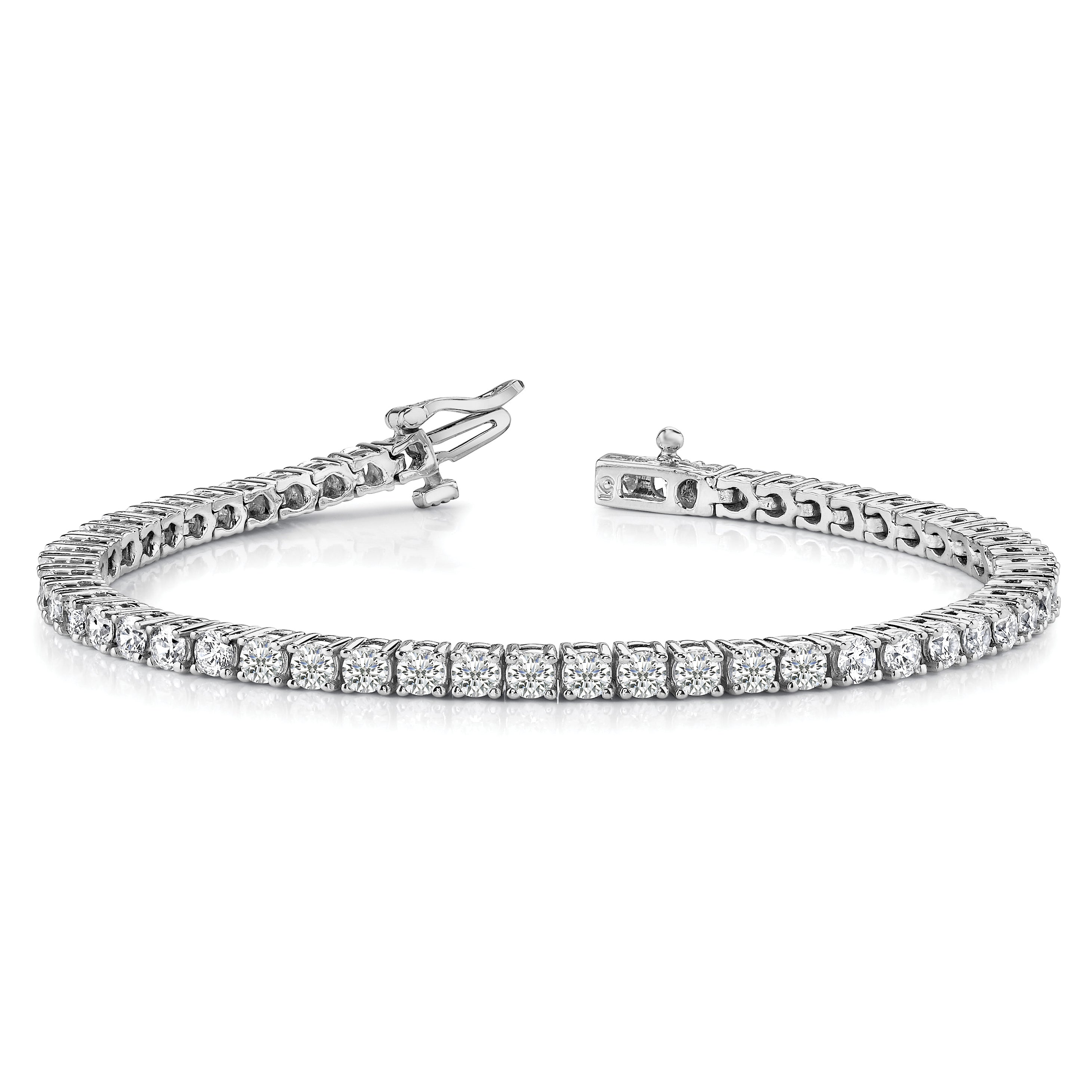 14k White Gold Complete 1.84 carat Round A Diamond 4-prong 7 inch Tennis Bracelet X600WA