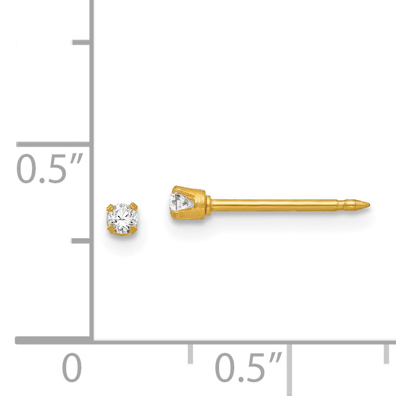Inverness 18k 2mm CZ Post Piercing Earrings 258E