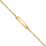 14k Polished Solid Chain/Solid Plate Flat Figaro Link 19.5x4.5mm Plate 7 inch ID Bracelet LID72