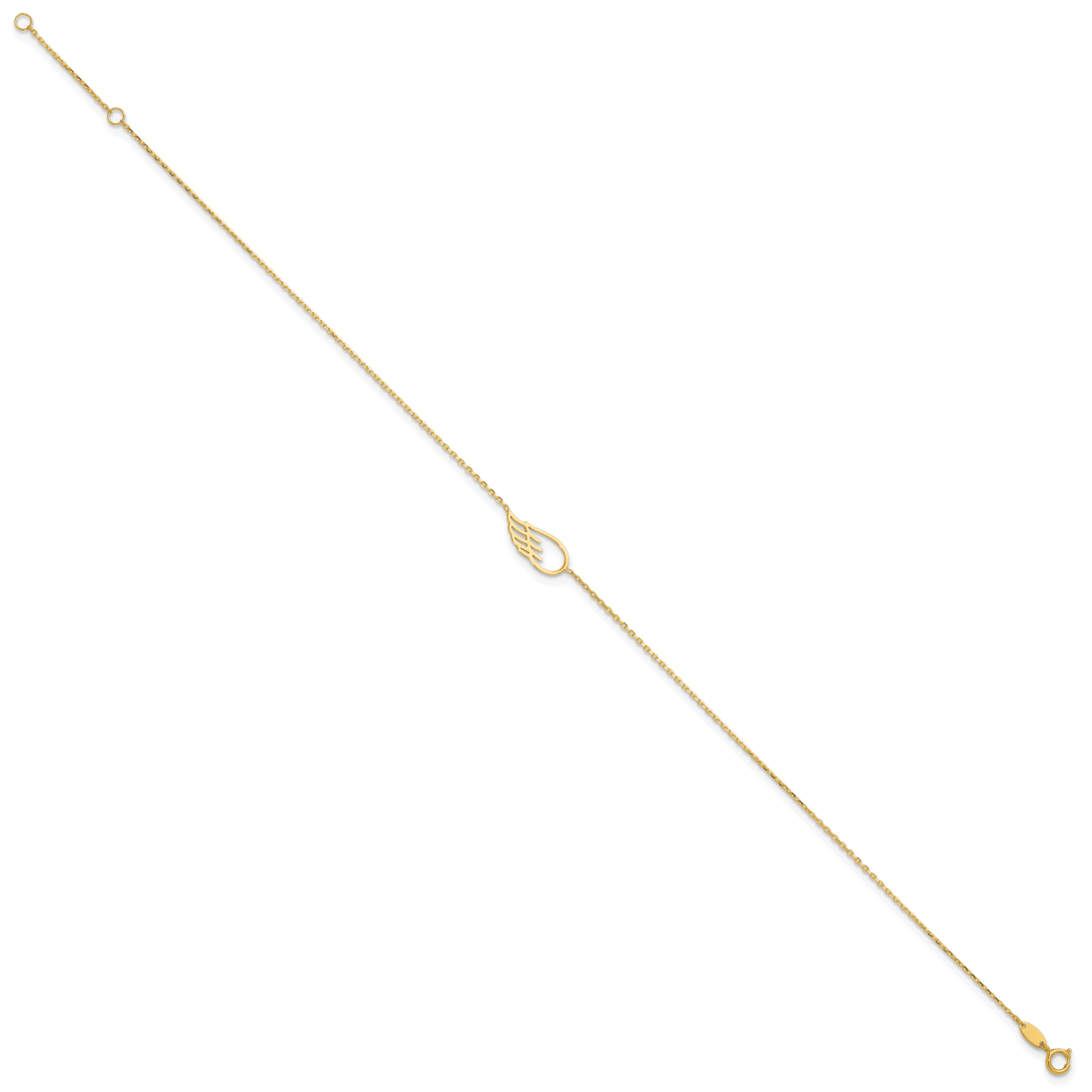 14K Cut-out Wing 10 inch Plus 1 inch Extender - Total 11 inch Anklet ANK299