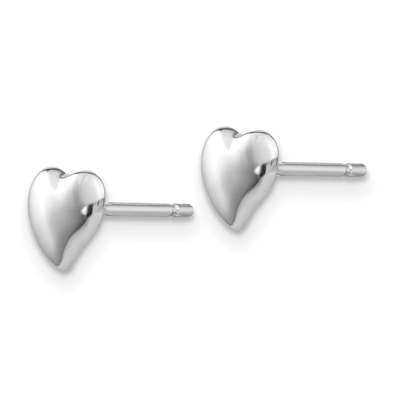 14k White Gold Polished Heart Post Earrings YE1734