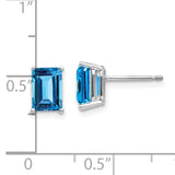 14k White Gold 7x5mm Emerald-Cut Blue Topaz Post Earrings XE66WBT