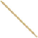 14K Polished 7mm Diamond-Cut Filigree Ovals 7 inch Bracelet FB1537