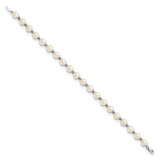 14k White Gold 6-7mm White Semi-round Freshwater Cultured Pearl Bracelet XF155
