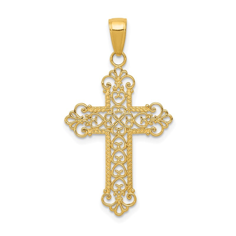 14k Fleur De Lis Cross Charm M1386