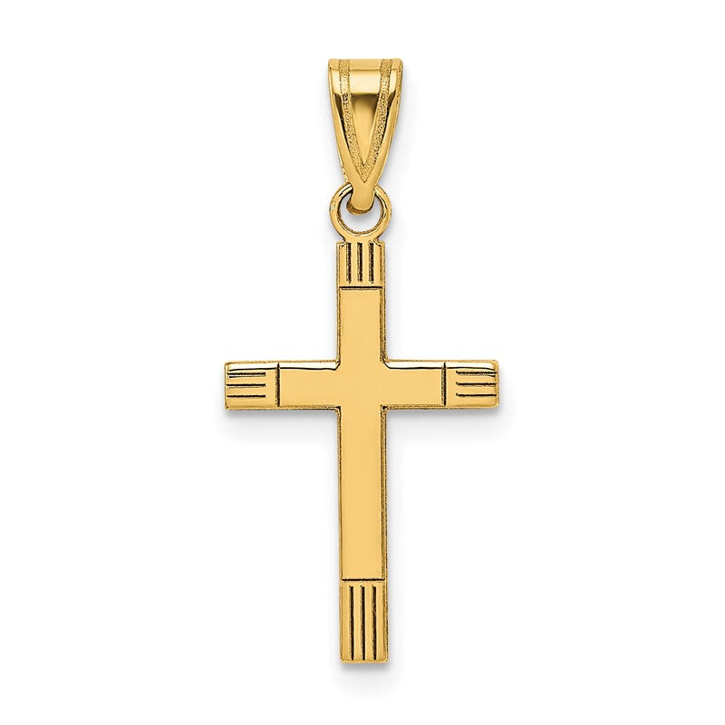 14k Laser Etched Cross Pendant XR133