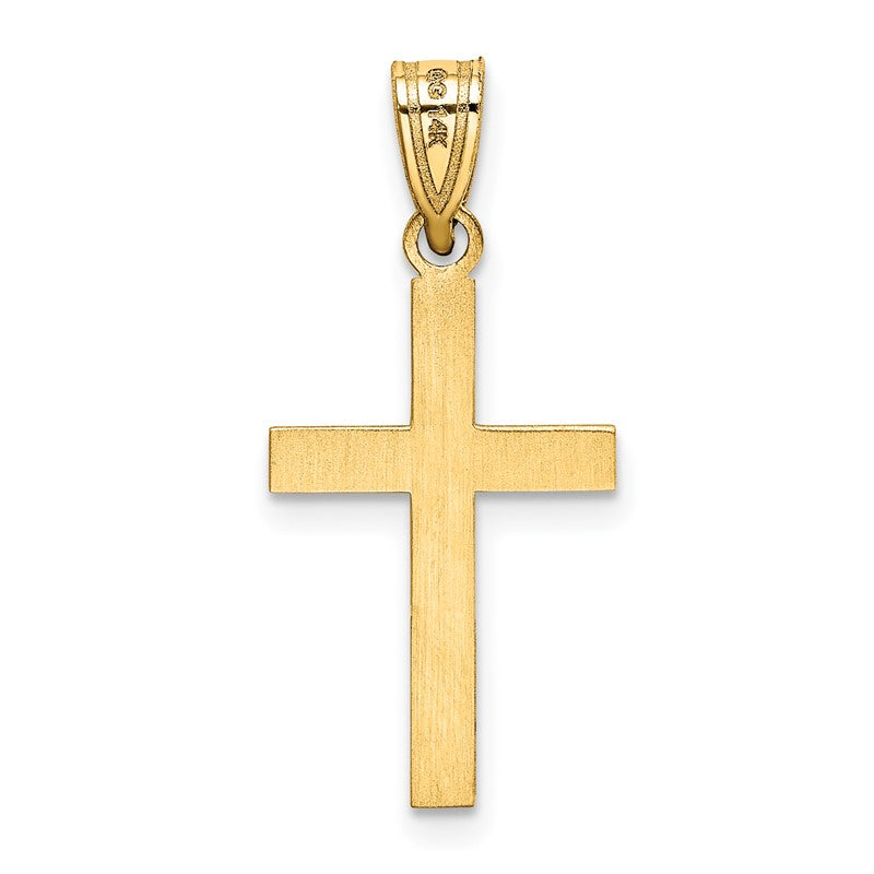 14k Laser Etched Cross Pendant XR133