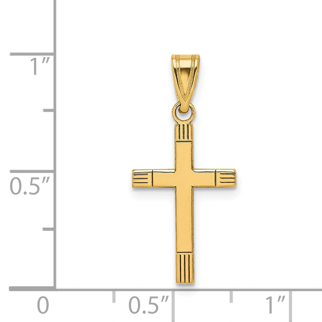 14k Laser Etched Cross Pendant XR133