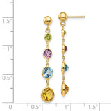 14K Peridot/Amethyst/Blue Topaz/Citrine Dangle Post Earrings YE1376
