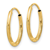 14k 1.5x14mm Satin Diamond-cut Endless Tube Hoop Earrings XY1173