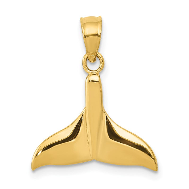14k Solid Polished Open-Backed Whale Tail Pendant C3430