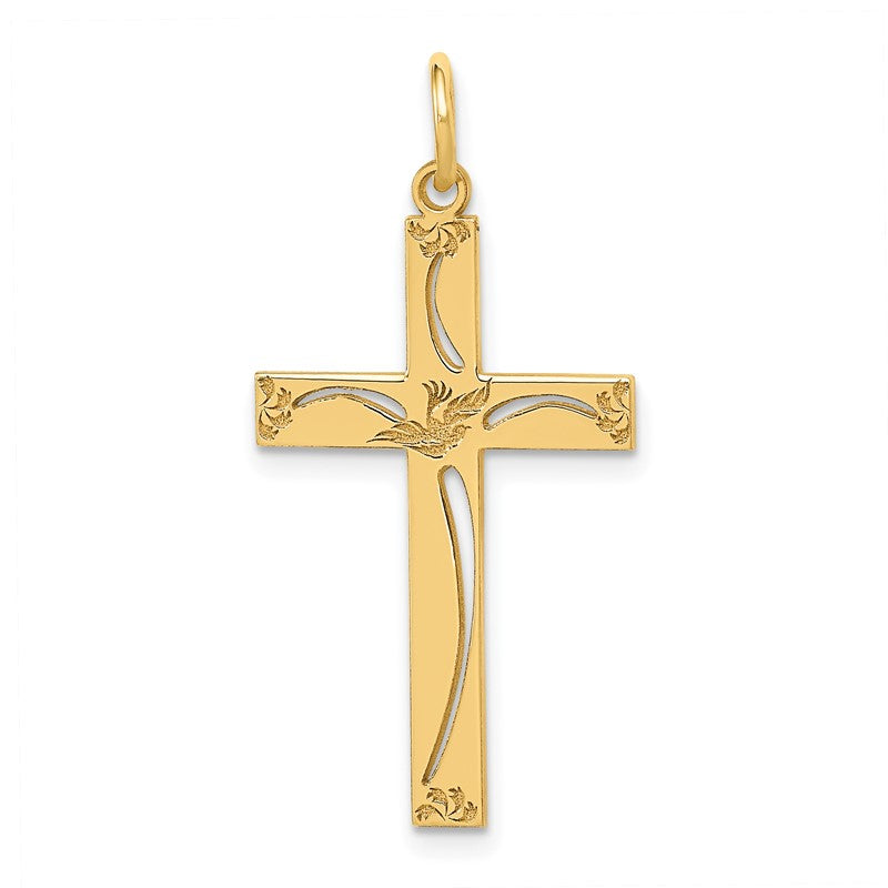 14K Laser Designed Cut-out Cross Charm XR1050