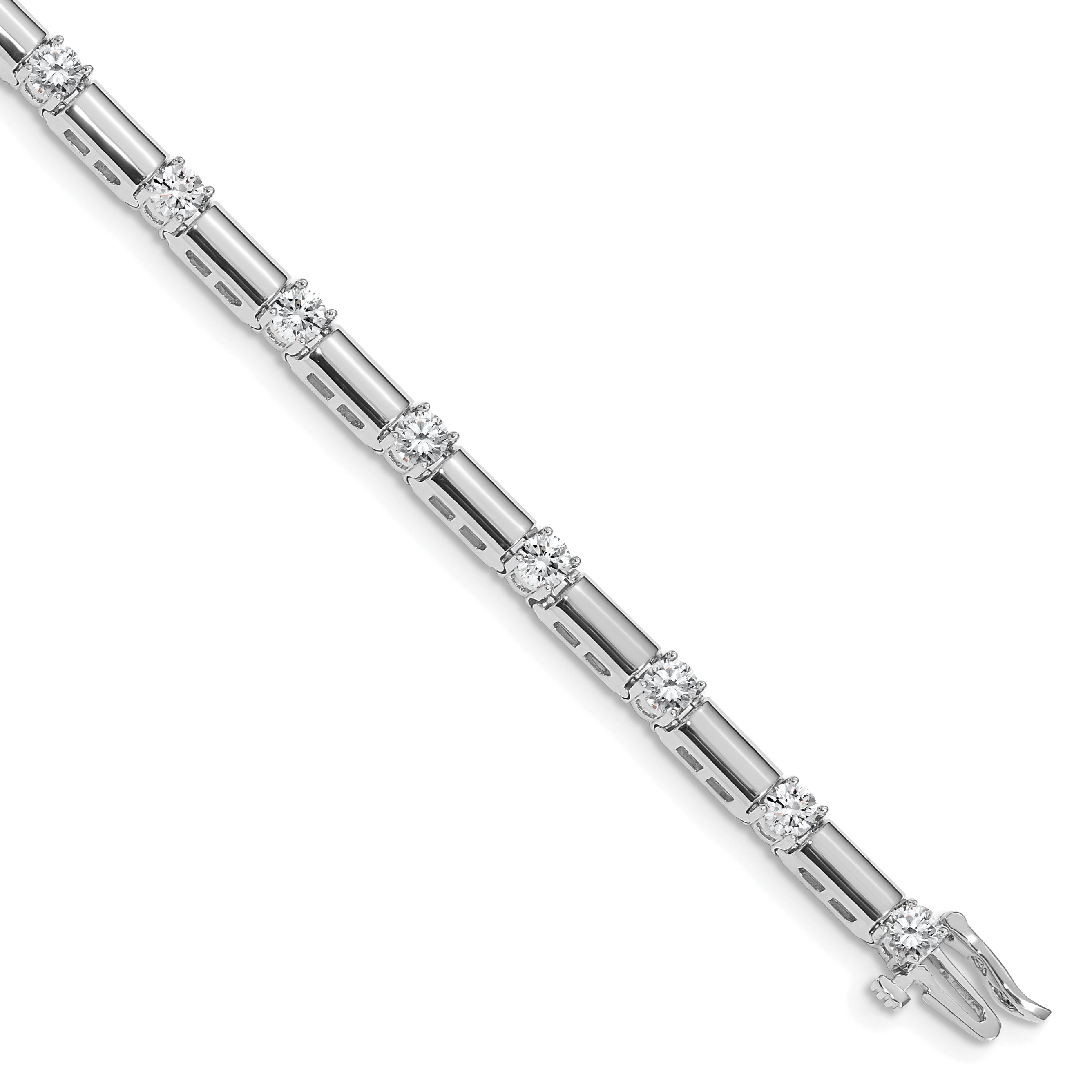 14k White Gold Complete 2.1 carat Round A Diamond Bar Link 7 inch Tennis Bracelet X763WA