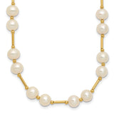 14k 6-7mm White Near-Round Freshwater Cultured Pearl Beaded 18 inch Necklace XF557