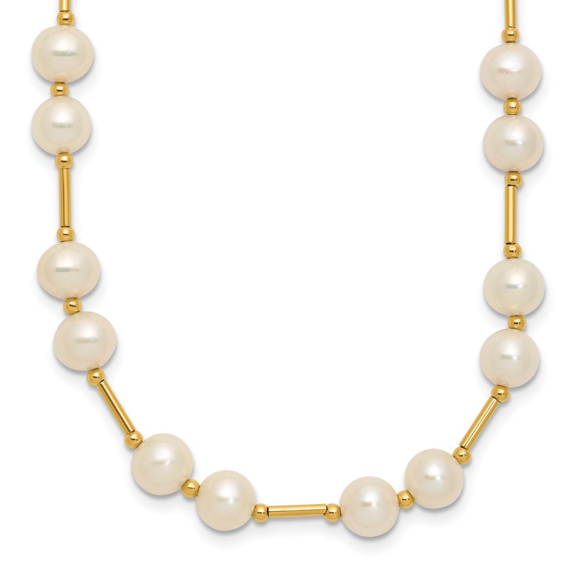14k 6-7mm White Near-Round Freshwater Cultured Pearl Beaded 18 inch Necklace XF557