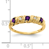 14k 2.75mm Round Amethyst and AA Diamond Twist Ring Y4718AM/AA