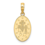 14k Polished and Satin Solid Miraculous Medal Oval Pendant M1431