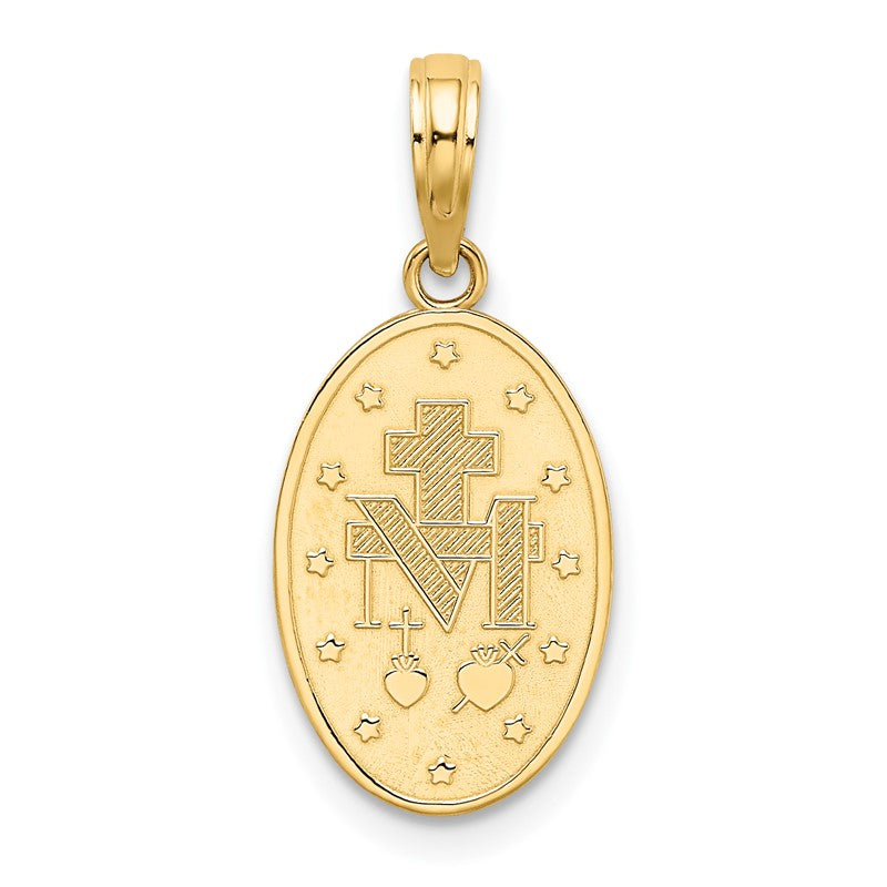 14k Polished and Satin Solid Miraculous Medal Oval Pendant M1431