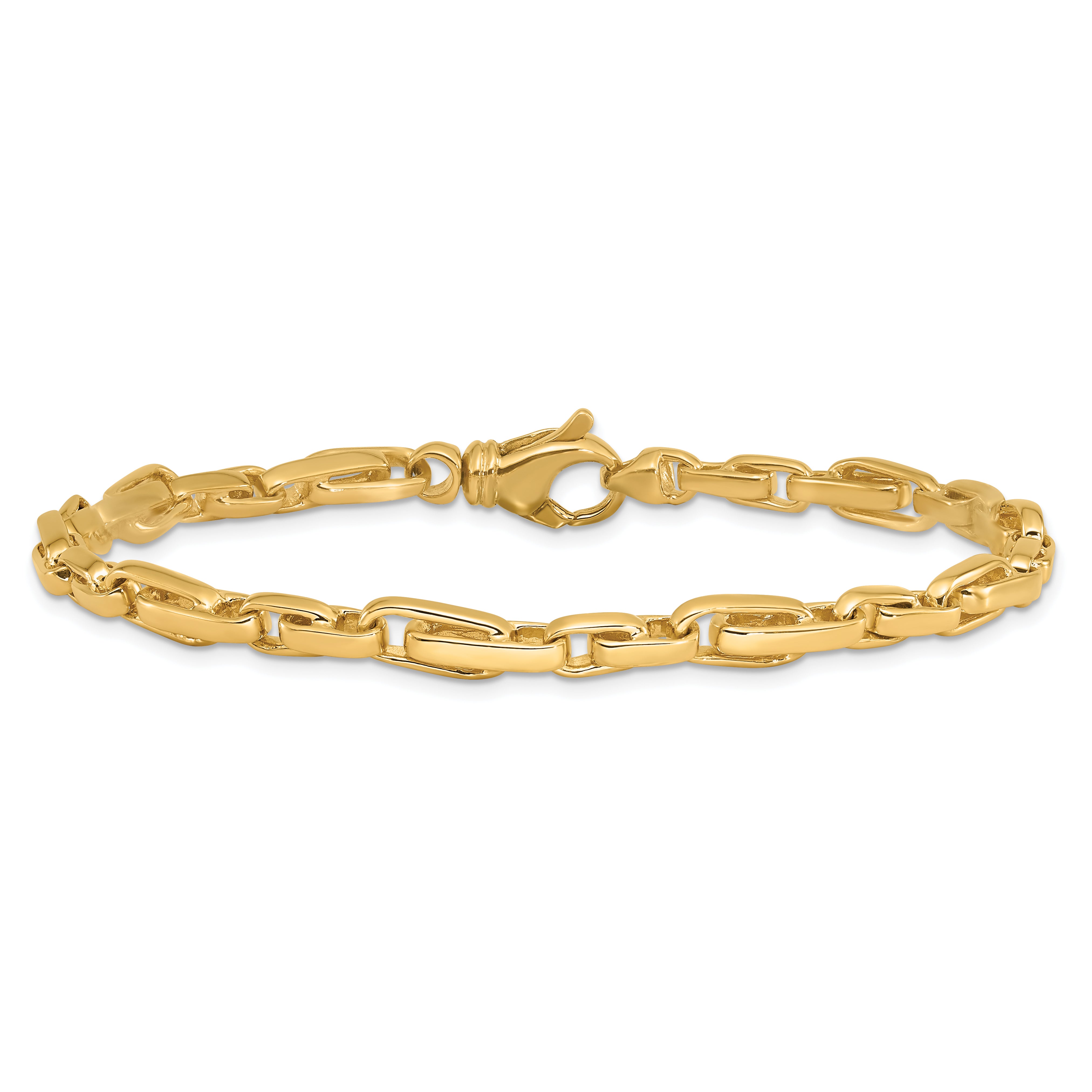 14K 18 inch 5mm Hand Polished Fancy Link with Fancy Lobster Clasp Chain LK738