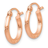 14k Rose Gold 2x13mm Lightweight Satin Diamond-cut Tube Hoop Earrings TF754