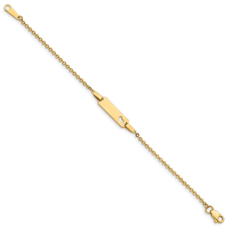14K Polished Cut-out Heart 18x5mm Plate 6 inch Baby/Child ID Bracelet BID84
