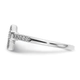 14k White Gold Polished 1/10 carat Diamond Cross Ring RM5655
