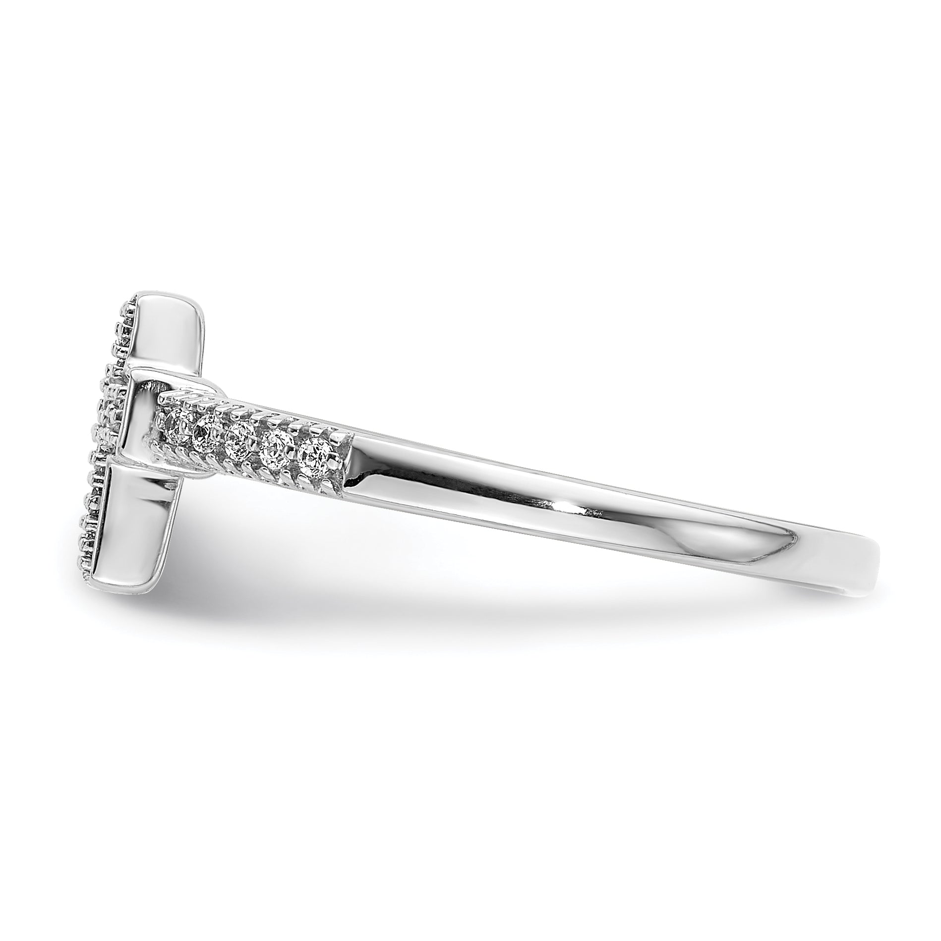 14k White Gold Polished 1/10 carat Diamond Cross Ring RM5655