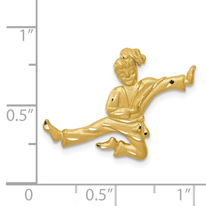 14k Satin Diamond-cut Open-Backed Karate Female Chain Slide C2646