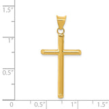 14k 3-D Polished Hollow Cross Pendant K3606