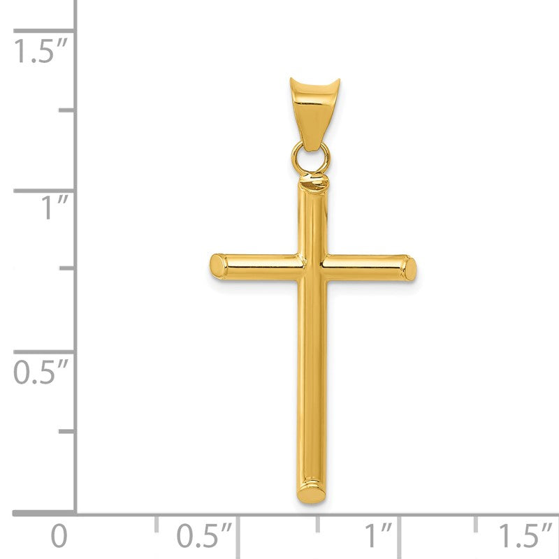14k 3-D Polished Hollow Cross Pendant K3606