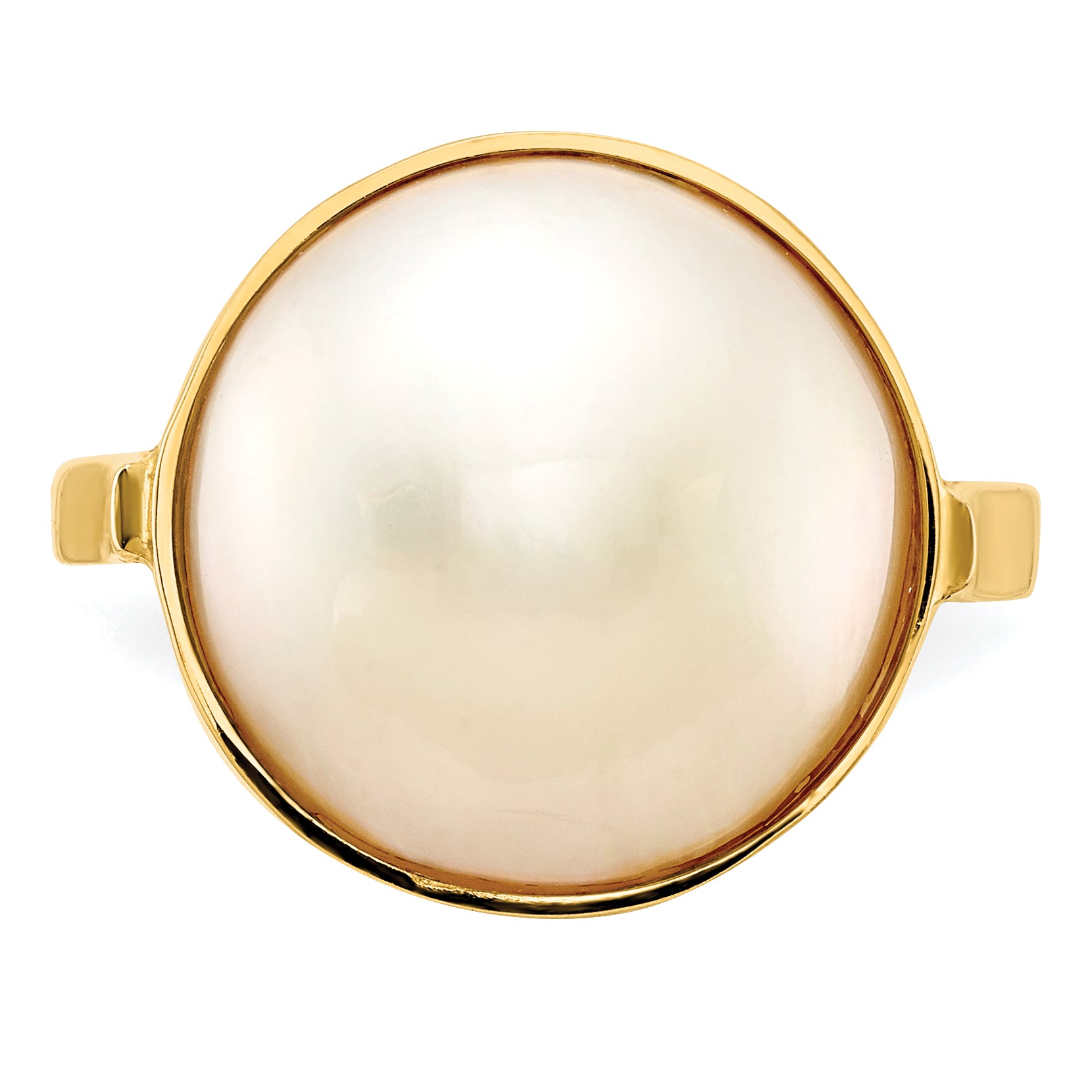 14k 13-14mm White Akoya Mabe Saltwater Cultured Pearl Ring Y13943PL