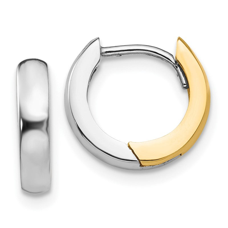 14k Two-tone 2.5mm Round Hinged Hoop Earrings TL155