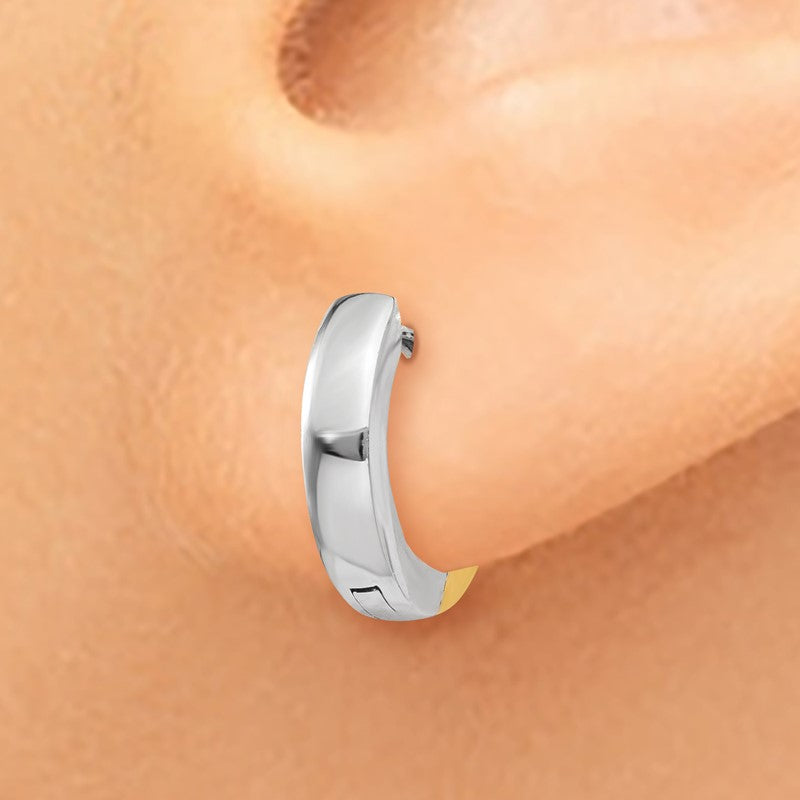 14k Two-tone 2.5mm Round Hinged Hoop Earrings TL155